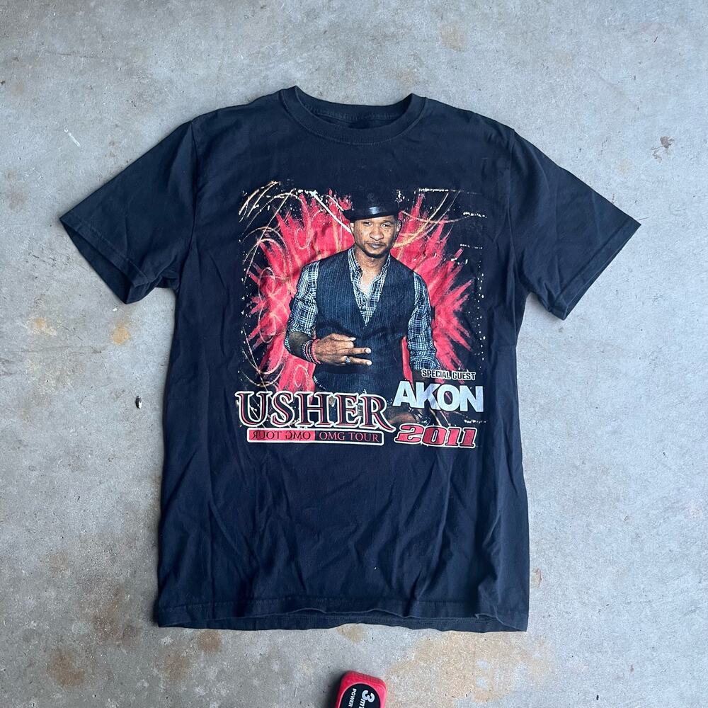 early 2010s 2011 usher akon rap artist hip hop tour‎ t-shirt mens small cool